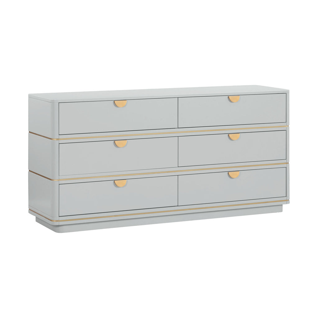 Kace Grey 6 Drawer Dresser - Luxury Living Collection