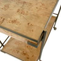 Georgiana Burl Wood & Brass Bar Cart