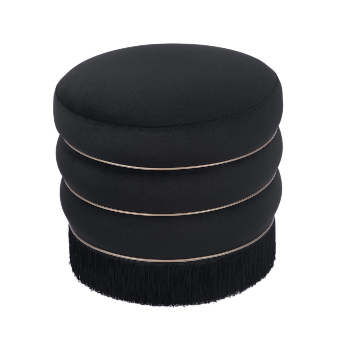 Ettros 17.2" Round Black Performance Velvet Ottoman
