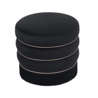 Ettros 17.2" Round Black Performance Velvet Ottoman
