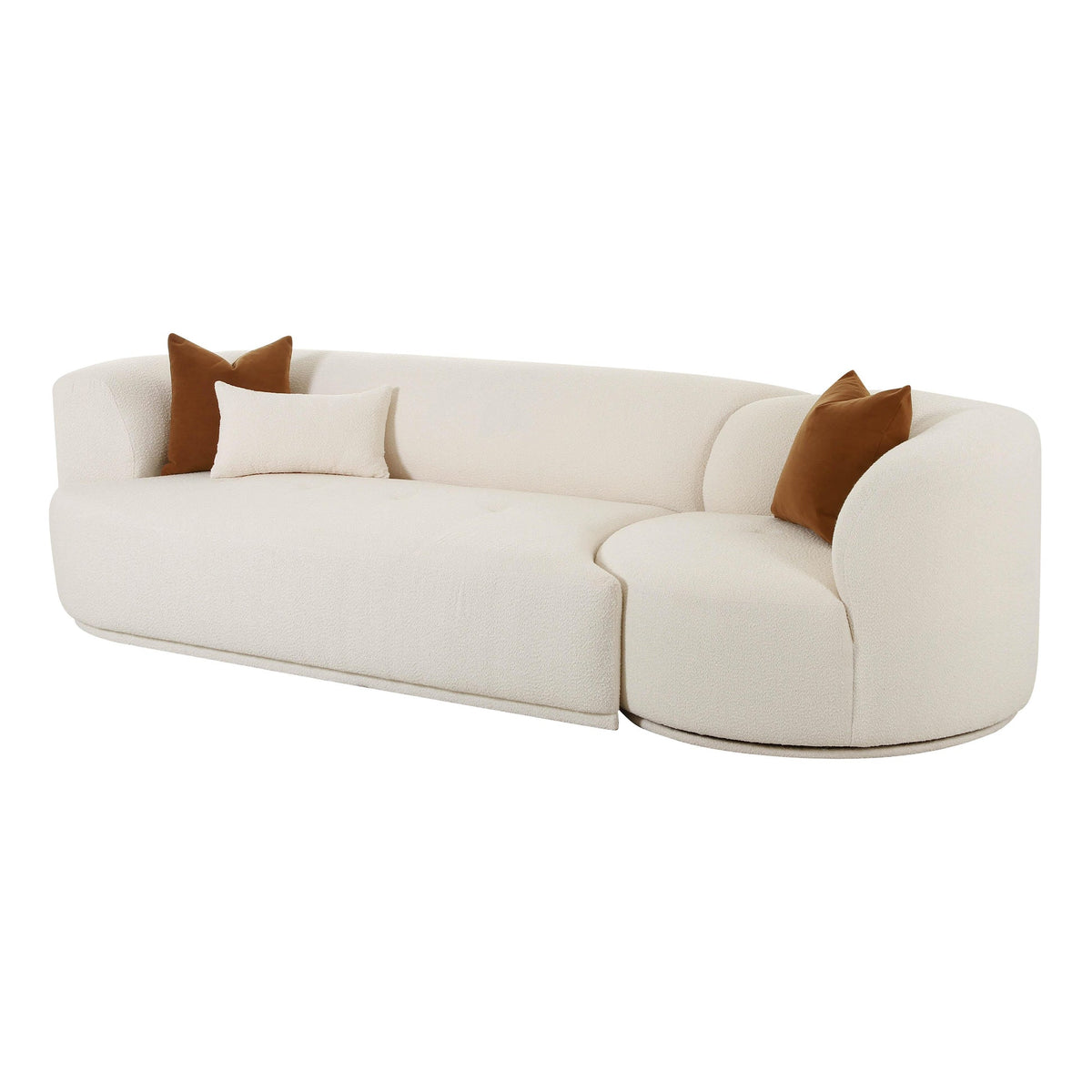 Pablo 111.8" Plush Cream Boucle 2-Piece Modular LAF Sofa