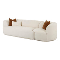 Pablo 111.8" Plush Cream Boucle 2-Piece Modular LAF Sofa