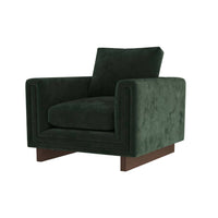Lovell Forest Green Velvet & Dark Walnut Accent Chair