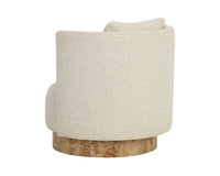 Fortis Oatmeal Swivel Accent Chair with Maple Burl Base