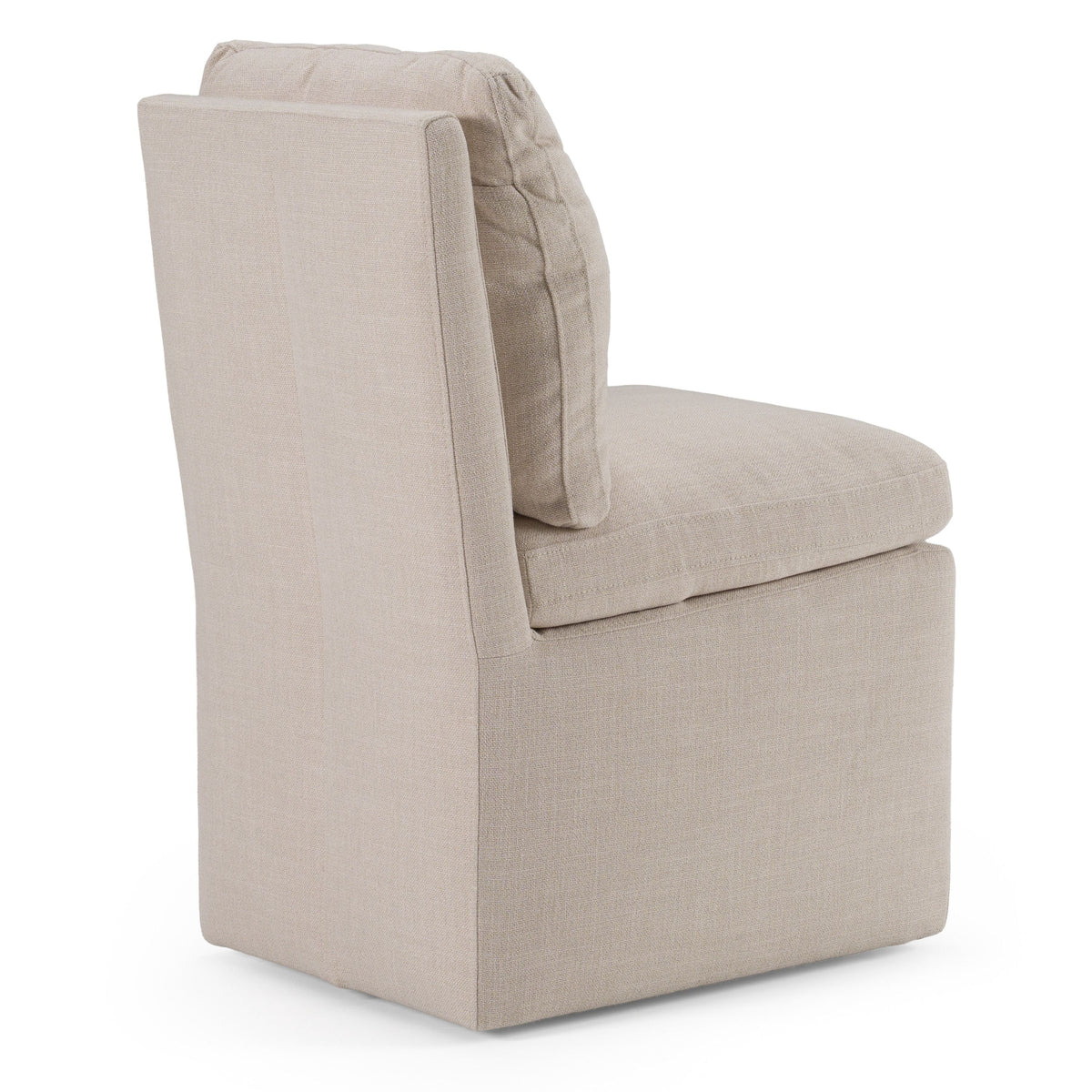 Damaris Modern Beige Linen Dining Chair With Castor Wheels