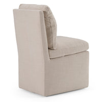 Damaris Modern Beige Linen Dining Chair With Castor Wheels