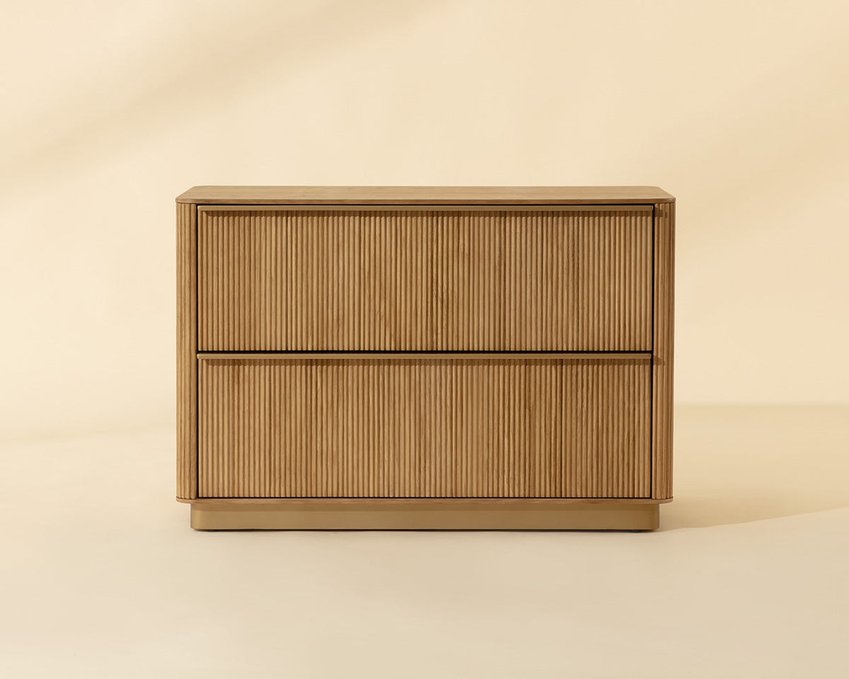 Kalla 36" Large Black Reeded Oak & Brushed Gold Nightstand