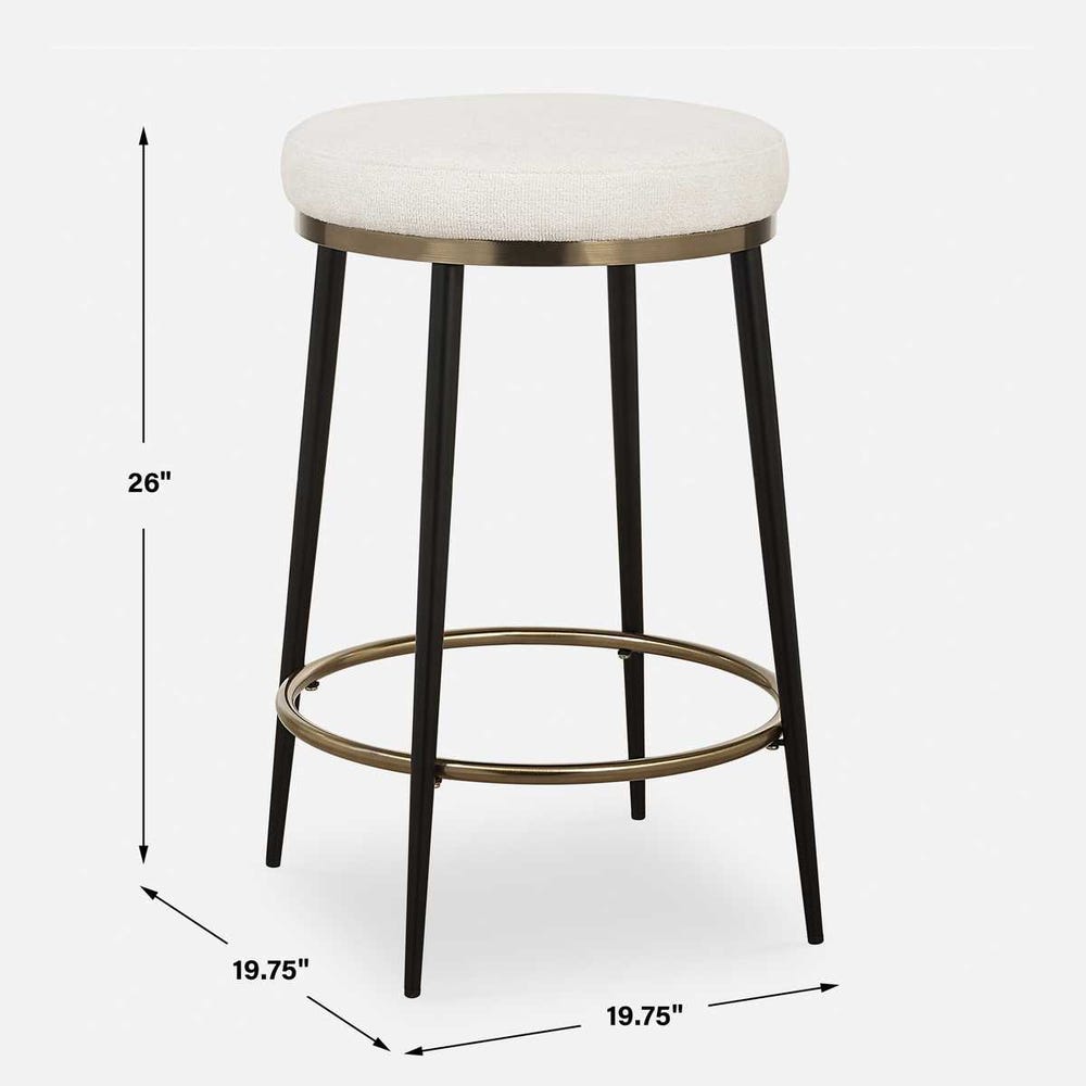 Foster Cream Chenille, Black & Gold Counter Stool
