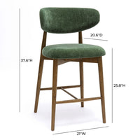 Eloise Forest Green Performance Textured Velvet Counter Stool