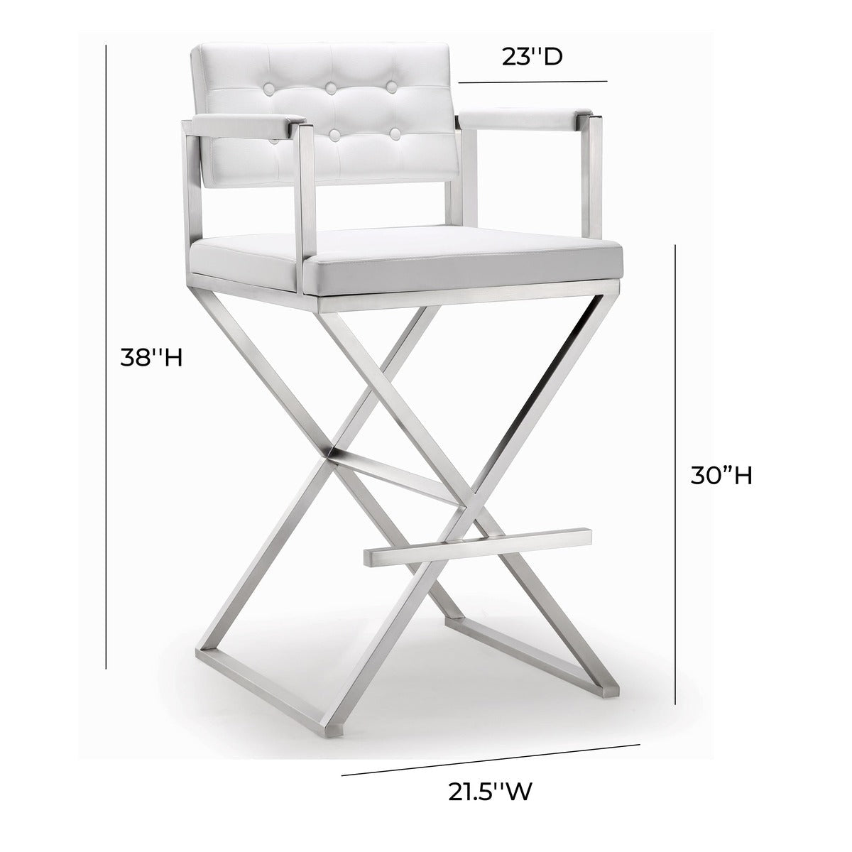 Lila White Faux Leather & Steel Barstool - Luxury Living Collection
