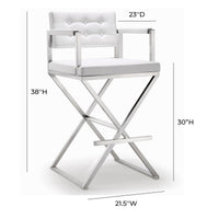 Lila White Faux Leather & Steel Barstool - Luxury Living Collection