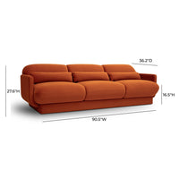 Arnaldo 90.5” Rust Orange Performance Velvet Sofa