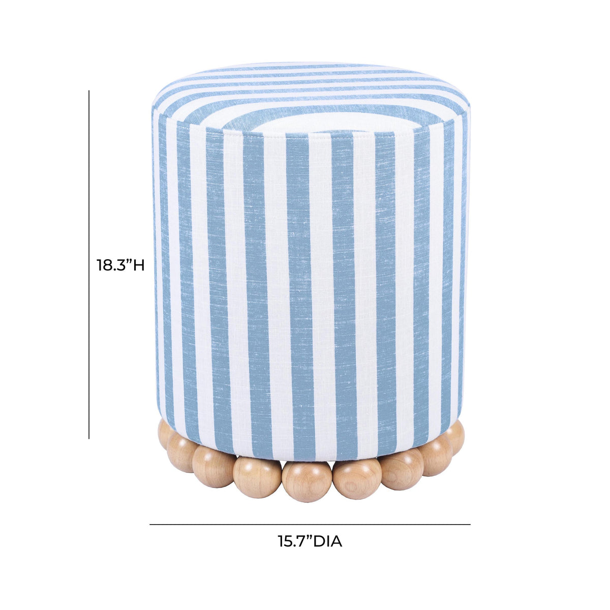 Valerie Pastel Blue Striped Linen Ottoman