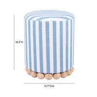 Valerie Pastel Blue Striped Linen Ottoman