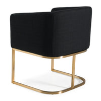 Ren Modern Black Fabric & Antique Brass Dining Chair