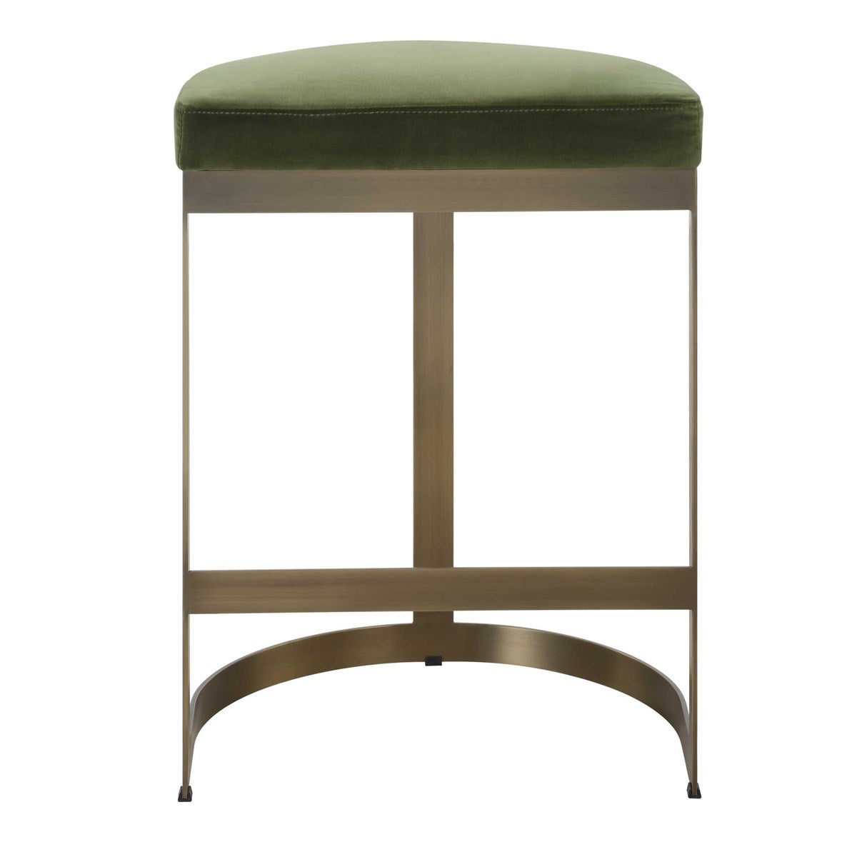 Crystal Moss Green Velvet & Gold Counter Stool