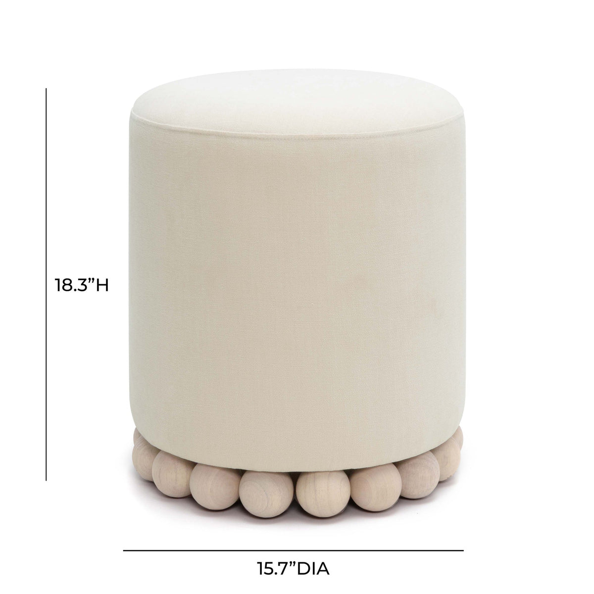 Valerie Cream Upcycled Performance Fabric Ottoman