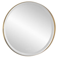 Miraze 32" Gold Lighted Vanity Round Mirror