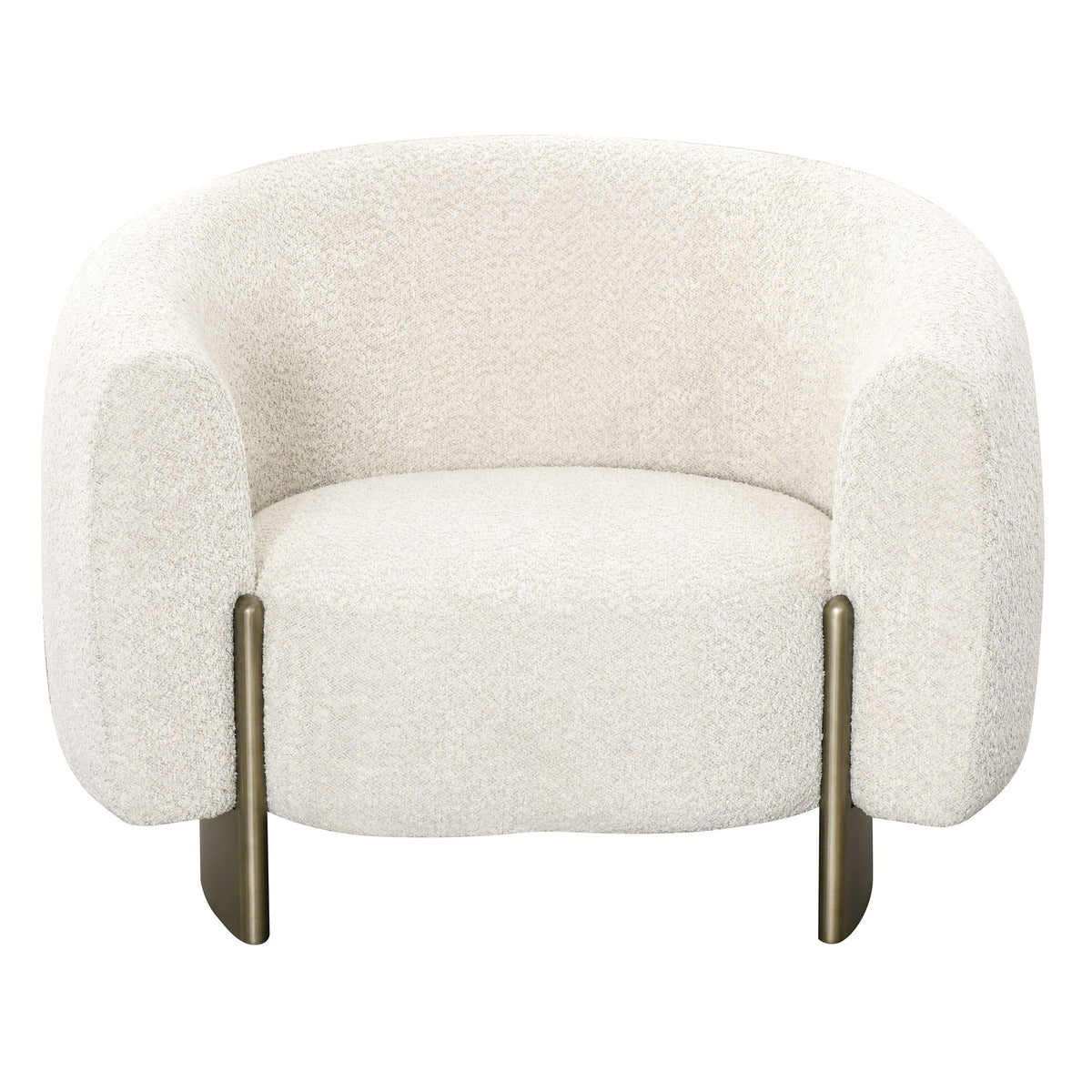 Magnolia Modern Beige Upholstered Antique Brass Accent Chair