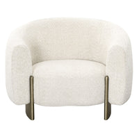 Magnolia Modern Beige Upholstered Antique Brass Accent Chair