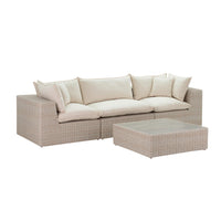 Cali 120" Natural Wicker Outdoor Modular Sofa