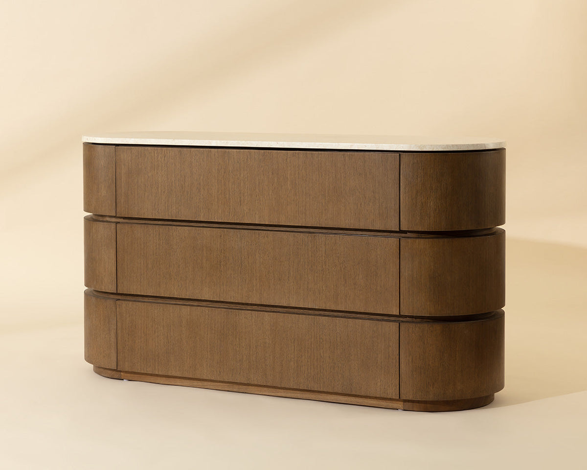 Caldora 59" Oak Veneer & Marble Top Dresser