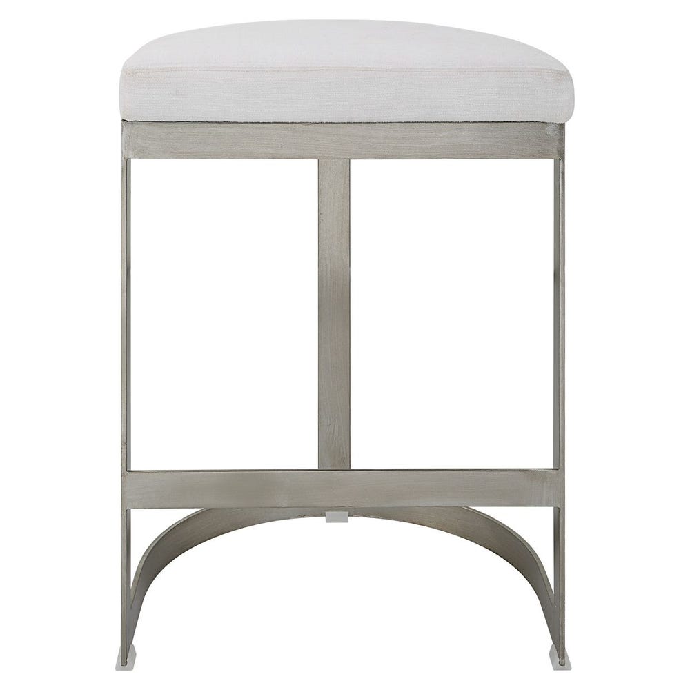 Crystal Counter Stool With Brushed Silver Frame
