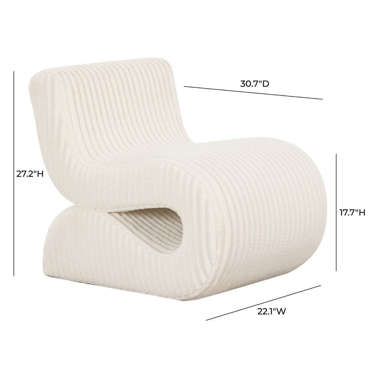 Selene Cream Oversized Corduroy Accent Chair