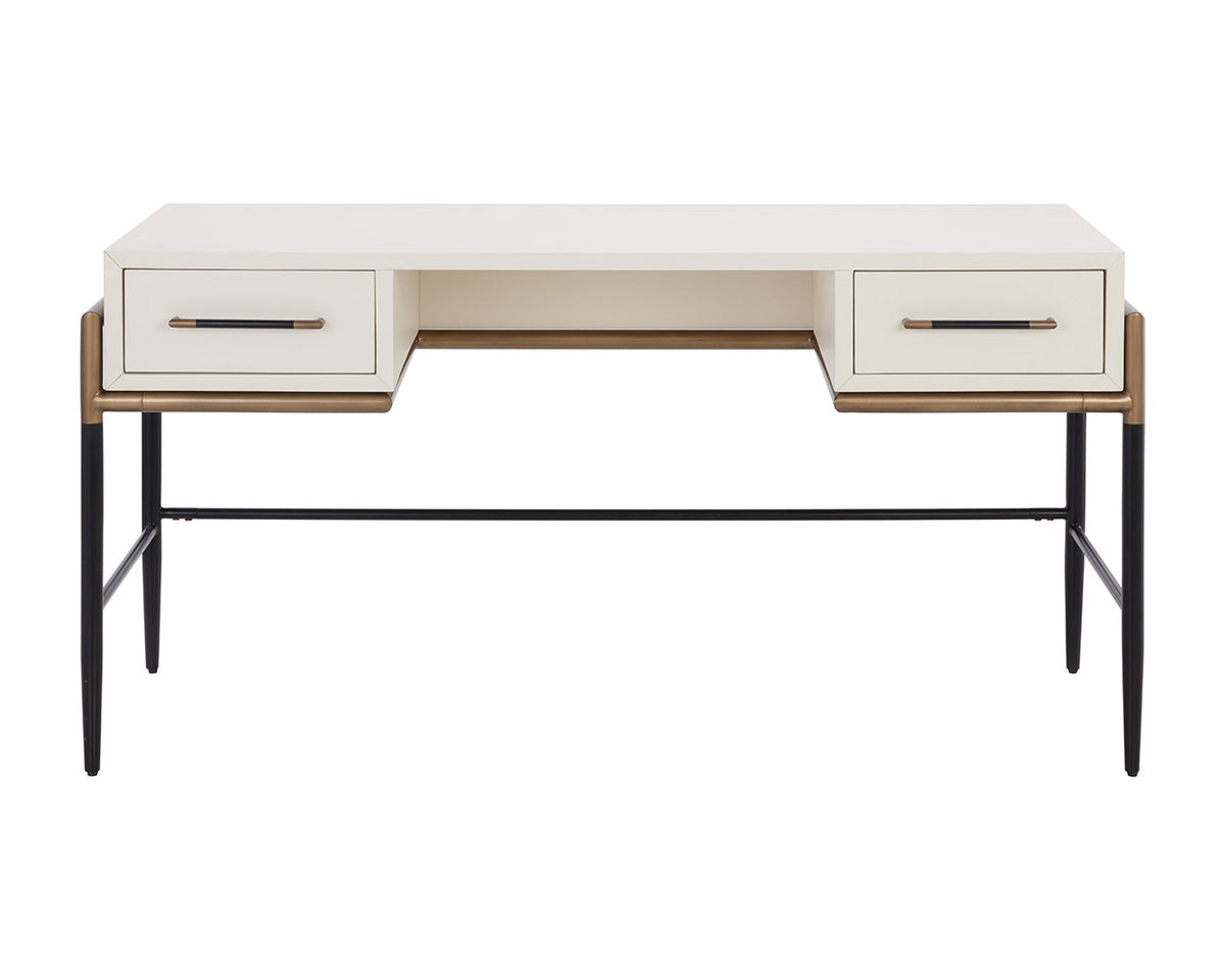 Weldrick 60" Cream & Antique Brass Desk