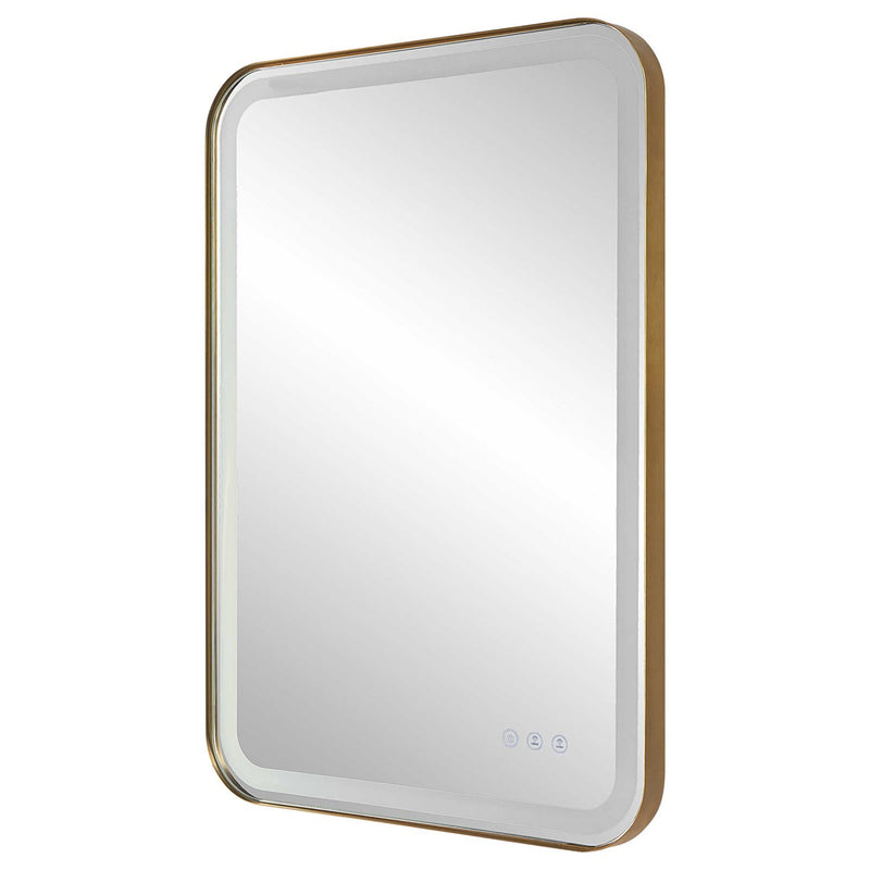 Miraze 32" Gold Lighted Vanity Rectangular Mirror