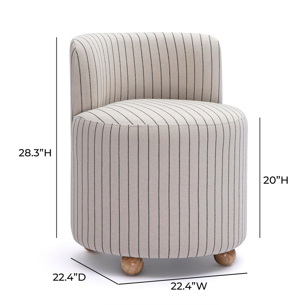 Halieh Black and White Striped Linen Desk Chair