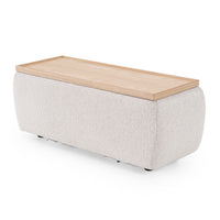 Anelle 128" Modern Beige Upholstered Sectional Sofa w/Console