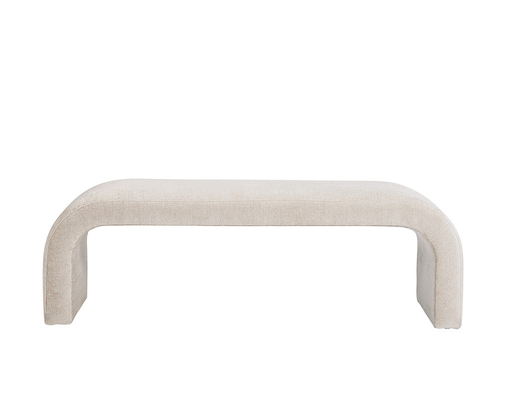 Nahara Taupe Plush Upholstered Arch Bench