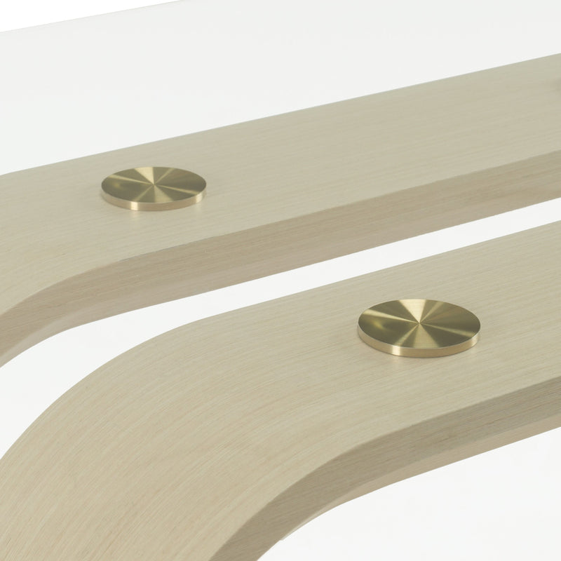 Violette Modern Glass/Natural Oak & Gold Dining Table