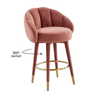 Morant Performance Salmon Velvet Swivel Counter Stool - Luxury Living Collection