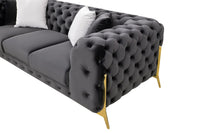 Bronte Black Velvet Transitional Sofa Set