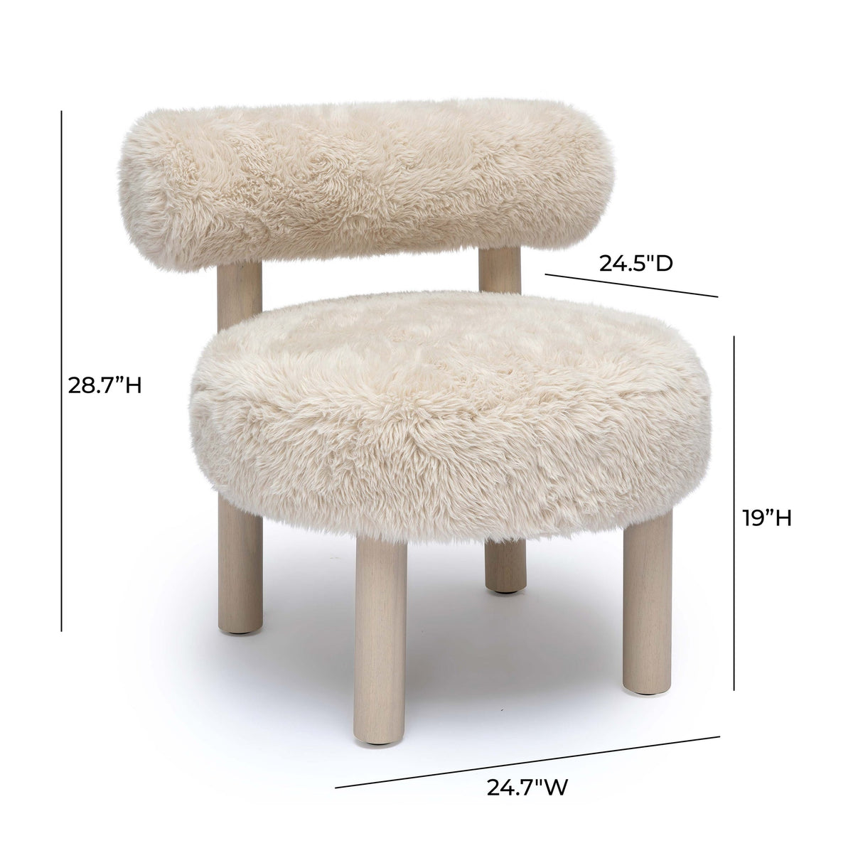 Carmel Natural Vegan Contract Grade Shearling Accent Chair