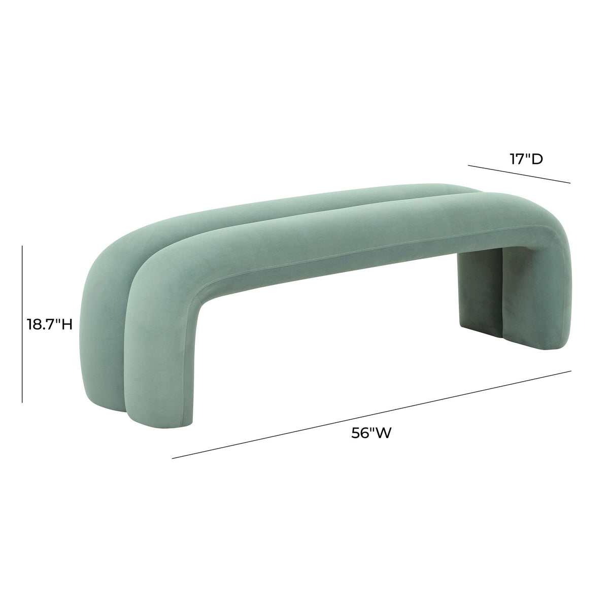 Lucien 56" Green Performance Velvet Channeled Bench