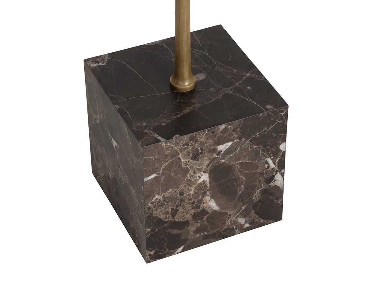 Meridia Antique Brass & Brown Emperador Marble Accent Table