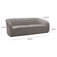 Gigi 90.6" Grey Pleated Performance Velvet Sofa