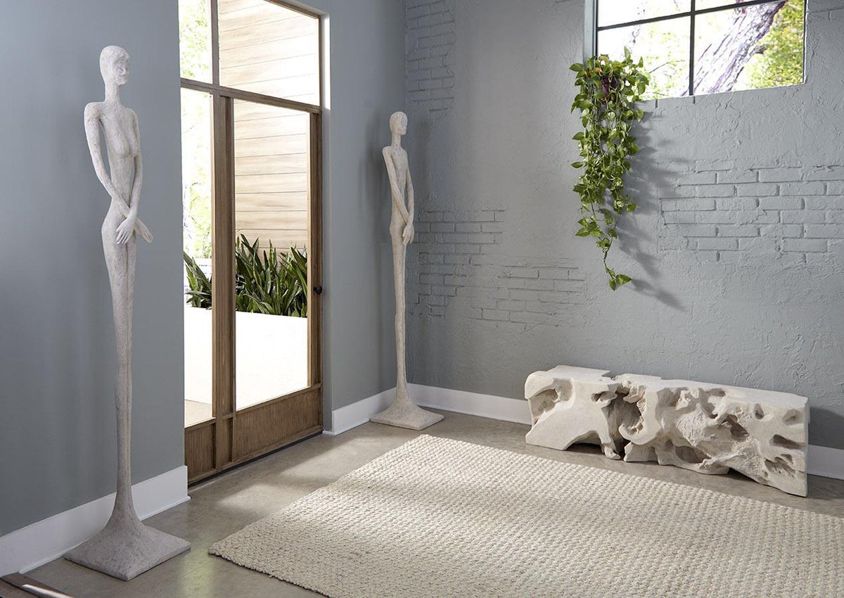 Wyn 59" Natural Indoor/Outdoor Off White Roman Bench