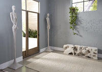 Wyn 59" Natural Indoor/Outdoor Off White Roman Bench