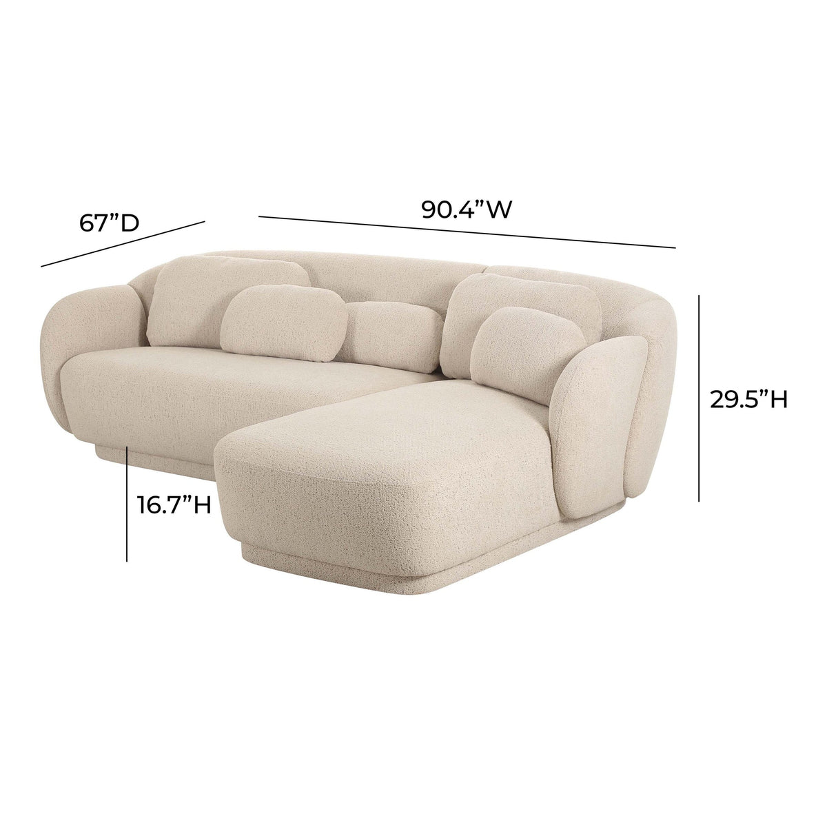 Covet 90.4” Cream Performance Boucle Sectional - RAF