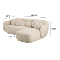 Covet 90.4” Cream Performance Boucle Sectional - RAF