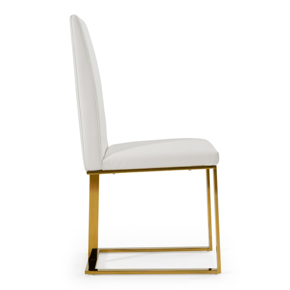 Camille Modern White Faux Leather & Gold Dining Chair