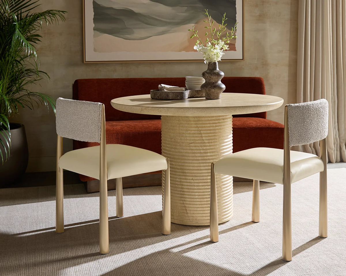 Bayard Oatmeal & Antique Brass Dining Chair (Set of 2)