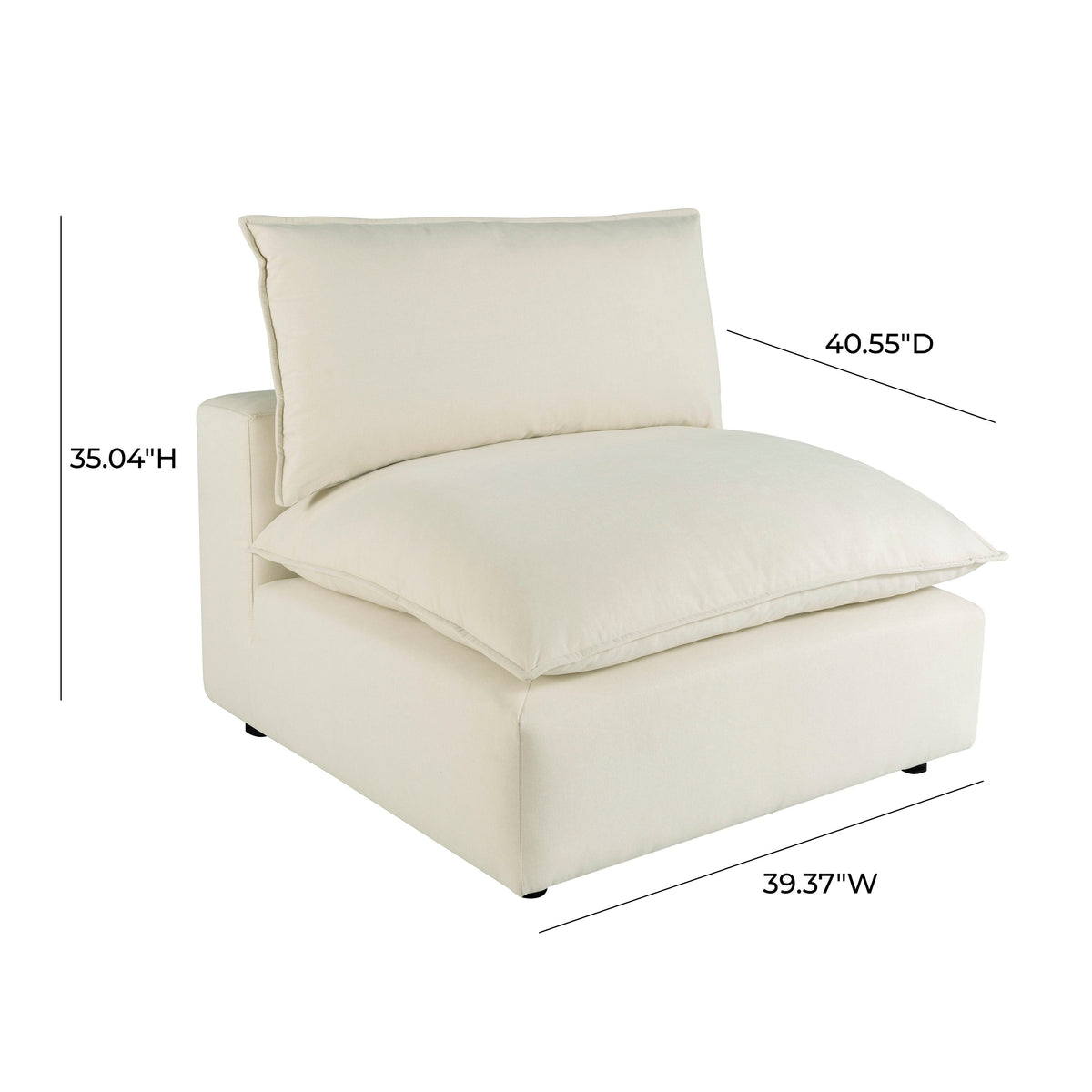 Cali Natural Performance Fabric Modular Armless Chair