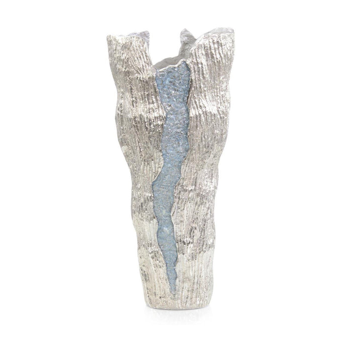 Waterfall Blue & Silver Metallic Vase