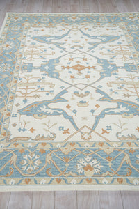 Nell Ivory/ Light Blue Motif Luxury Area Rug