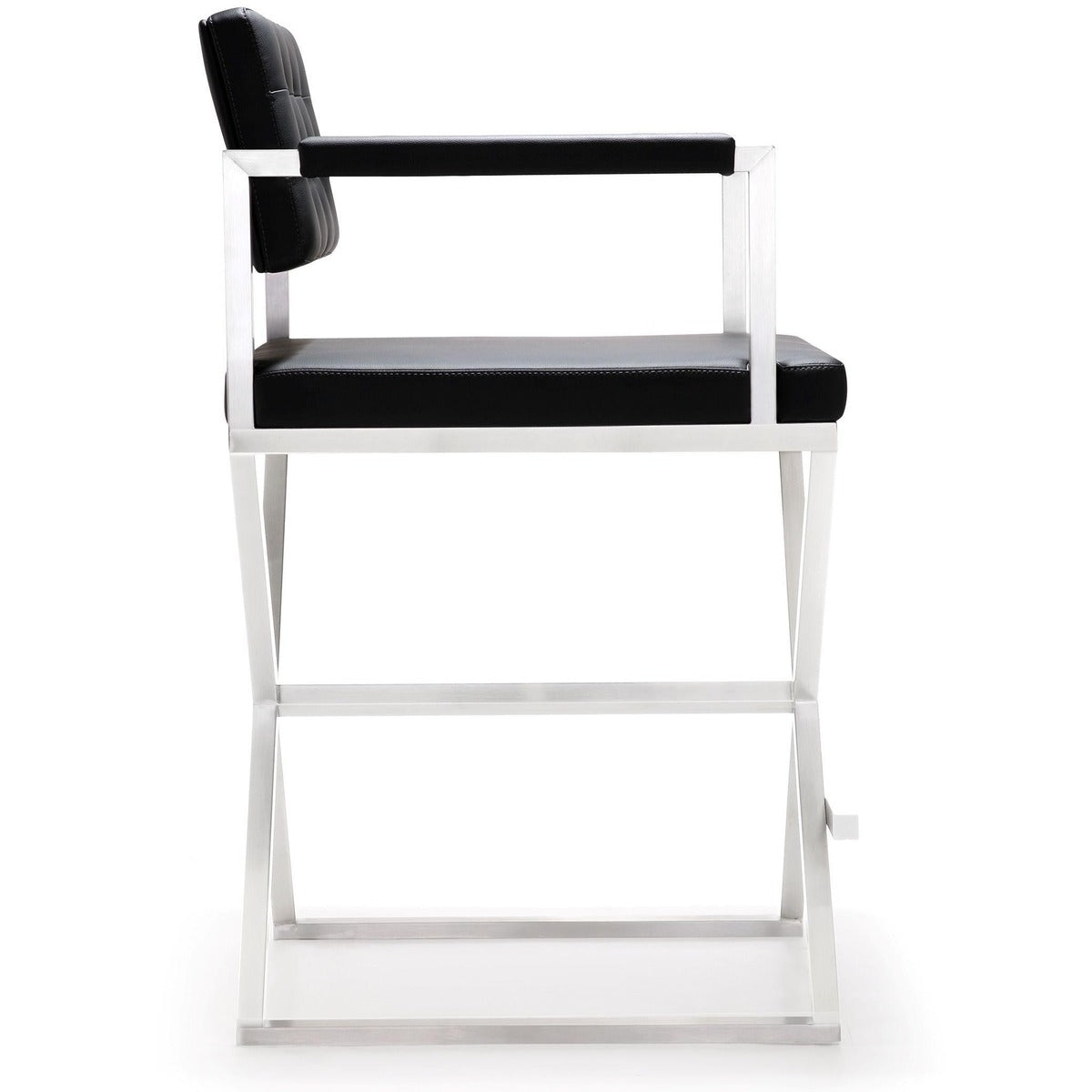 Lila Black Steel Vegan Leather Counter Stool - Luxury Living Collection